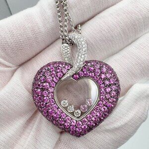 Chopard Happy Diamonds Heart Pendant Necklace18K Gold Diamonds Sapphire